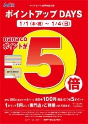 1/1(木・祝)~4(日) ナナコポイント「5倍」キャンペーン