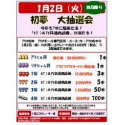 1/2(金) アリオモール専門店街・イトーヨーカドー共同企画 初夢大抽選会