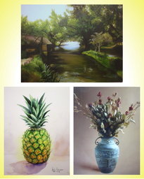 三人が描く「陽」「光」「輝」 展