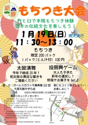 新春もちつき大会2014 日本の伝統を見て食べて遊ぶ 運試しだ!