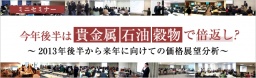 今年後半は 貴金属・石油・穀物 で倍返し? ~2013年後半から来年に向けての価格展望分析~