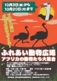 【１０/３（金）～１０/２０（月）】ふれあい動物広場 アフリカの動物たち大集合