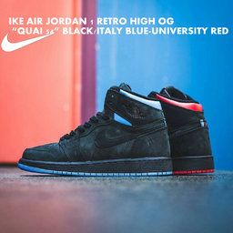 エアジョーダン1 レトロ ハイ OG "QUAI54" AH1040-054 ブラック/ イタリアブルー-ユニバーシテ...