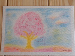 ゆるりと3色パステル画ワークショップ＆ミニ展示会 in ウェルカフェ（シンプルな桜か抽象画を描...