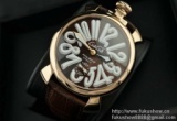 GaGaMILANO ガガミラノ腕時計 日本製クオーツ マルチカラーインデックス 2針 機械式（手巻き）/...
