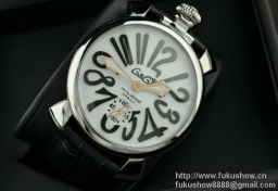 GaGaMILANO ガガミラノ腕時計 日本製クオーツ ホワイト ケース ブラック インデックス レザー 2...