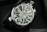 GaGaMILANO ガガミラノ腕時計 日本製クオーツ ホワイト ケース ブラック インデックス レザー 2...