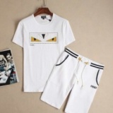 カジュアルな雰囲気が魅力 2015 FENDI フェンディ 半袖Tシャツ 上下セット 2色可選_通販