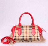 バーバリー バッグ レディース BURBERRY ボストンバッグ 人気 トートバッグ レッド レザー チェ...