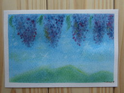 ゆるりと3色パステル画ワークショップ＆ミニ展示会 in ウェルカフェ（藤の花か抽象画を描く）