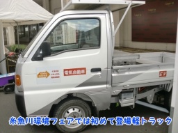 糸魚川市環境フェアで中古車をリサイクルして電気自動車に改造したコンバートEV展示