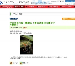 伊丹市昆虫館−観察会「春の昆陽池公園でクモ観察」