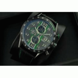 自動巻き 5針クロノグラフ タグホイヤー メンズウォッチ 日付表示 月付表示 43.30mm レザー ブ...