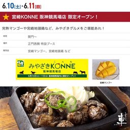 物産館「みやざきKONNE」× 創業30年の鶏料理専門店「宮崎地鶏炭火焼 車」阪神競馬場に期間限定...
